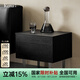 可納高登復古黑色床頭柜輕奢實木中古床邊柜意式極簡小柜子P 【白橡木-象牙黑】床頭柜