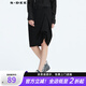 sdeer圣迪奧春季女裝時(shí)尚百搭休閑不規(guī)則無(wú)彈力喬其紗立體裁剪黑色一步裙女S20181302 黑色/91 S 160