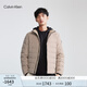 Calvin Klein Jeans秋冬男士簡約印花鴨絨絎縫立領輕暖羽絨服外套J324905 PED-奶咖色 M