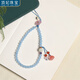 頂妃（DING FEI）冰飄紅瑪瑙手機鏈掛繩手工串珠清新文藝掛飾品手腕掛繩閨蜜禮物 藍玉髓水晶手機鏈掛繩