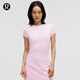 lululemon丨Modal-Silk 女士運(yùn)動(dòng)莫代爾絲質(zhì)混紡不對稱下擺 T 恤 LW3IPLS 柔紗粉 S