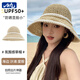 目丸帽子女編織珍珠草帽夏季薄款遮陽防曬海邊沙灘顯臉小漁夫太陽帽子 珍珠檐圓頂草帽【米白色】