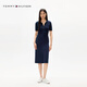 TOMMY HILFIGER【針織拼接】25夏季女裝氣質(zhì)收腰修身顯瘦POLO裙連衣裙47324 藏青色C1G L 38