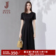 經(jīng)典故事（JANE STORY）高端精致連衣裙女2024夏季新款端莊大方正式場(chǎng)合長(zhǎng)裙壓褶純色裙子 黑色 M