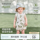 babylove嬰兒包屁衣夏薄款竹棉山茶男女寶寶透氣無袖三角哈衣爬服睡衣夏裝