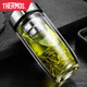 膳魔師（THERMOS）摔鋼化玻璃杯茶葉杯子摔不爛的隔熱保溫水杯雙層鵝蛋杯男士茶杯防 450ML 鋼本色 簡易裝