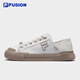 FILA FUSION斐樂(lè )帆布鞋情侶款一腳蹬半拖帆布鞋休閑鞋板鞋輕便帆布鞋男女 雪白/游牧棕-SN 時(shí)尚男款 42