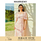 MAXRIENY【浪漫當(dāng)夏】甜美桃花美人連衣裙夏裝新款收腰顯瘦連衣裙 粉花 L 03