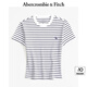 ABERCROMBIE & FITCH女裝24夏款辣妹修身?xiàng)l紋經(jīng)典小麋鹿短款圓領(lǐng)T恤KI139-4416 白色條紋 刺繡標(biāo)識(shí) XXS (160/80A)