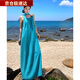飚閣吊帶連衣裙女度假氣質(zhì)小個(gè)子法式沙灘長(zhǎng)裙海邊度假風(fēng)穿搭夏裝女裝 湖藍(lán)色 M （115斤以下）