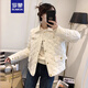 羅蒙（ROMON）小香風(fēng)羽絨棉服女短款2025年新款小個(gè)子棉衣輕薄菱格棉襖冬季外套 米白色 L 105-125斤