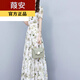 葭安【特價(jià)撿漏】真絲連衣裙夏季新款法式中年媽媽碎花a字裙v領(lǐng)連衣裙 -白綠花色* 2XL 140-160斤