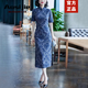 奧絲婕（Aosijie）高端品牌亞麻旗袍女2025夏季新款修身顯瘦中國風(fēng)棉麻改良版連衣裙 藍(lán)柏色（長款） XL