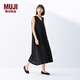 無(wú)印良品（MUJI）女式 棉 漢麻 無(wú)袖連衣裙女裝裙子夏季 連身裙長(zhǎng)裙 BCD91C5S 黑色 S （155/80A）