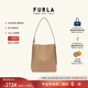 芙拉（FURLA）【限時(shí)優(yōu)惠】MIANOVA牛皮大號女士上班通勤大容量單肩包水桶包 褐色