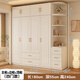 健康民居（K-MING）【包安裝】衣柜臥室實(shí)木家用組合柜子歐式簡(jiǎn)約儲物收納大衣櫥 140*200*55主柜+頂柜+邊柜【四門(mén)】