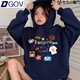 DGOV休閑百搭卡通連帽衛(wèi)衣女黑色2025春秋新款寬松春秋款帽衫 藏藍(lán)色連帽 （zt） M 【85-100斤】