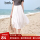 百圖betu女裝夏季新款半身裙幾何美學(xué)氣質(zhì)款國(guó)潮半身裙女2405T80 白色 M