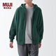 無印良品（MUJI）男式 毛圈棉 拉鏈連帽衫 男士男生寬松秋裝衛(wèi)衣 AB1LVA3A 綠色 L（175/100A）