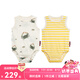 Milkbarn【2件裝】新生嬰兒包屁衣寶寶純棉背心哈衣夏季爬服兩件 白沙蟹蟹-蛋黃條紋 80cm (12-18m)