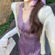 妙奕嘉紫色掛脖連衣裙裙子女2025新款禮服海邊沙灘吊帶長(cháng)裙新中式高級感 紫色波點(diǎn)露背掛脖包臀連衣裙 L 【建議80-115斤】