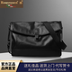 洛斯伯里（Roserooen）男士斜挎包【頭層牛皮】休閑商務(wù)單肩包奢侈品男包大容量郵差包 黑色，父親節(jié)禮物送爸爸禮盒包裝 36*25*8CM