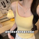 斤慕運動(dòng)風(fēng)辣妹帶胸墊吊帶背心女夏季收腰防走光內搭外穿美背打底上衣 帶胸墊吊帶【M碼】奶黃色