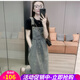 歐貝汐復古牛仔背帶裙吊帶連衣裙百搭背帶裙 背帶裙 L
