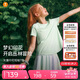moodytiger女童短袖T恤速干吸汗25年夏季新品兒童T恤高彈柔軟印花運動上衣