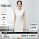 尚都比拉夏季時尚優(yōu)雅別致V領(lǐng)型遮副乳收腰無袖中款連衣裙女 奶白色 M 