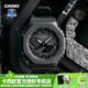 卡西歐（CASIO） 男表女表卡西歐手表男女情侶表學(xué)生時尚運(yùn)動表太陽能雙顯電子表 GA-2100-1A1PR黑武士