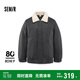森馬羽絨服男冬季復(fù)古仿皮衣薄款短夾克撞色拼接外套107824113109