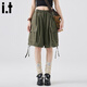 :CHOCOOLATE it過(guò)膝工裝短褲女2026新款夏季休閑寬松運動(dòng)五分褲子 山綠色 S