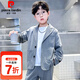 皮爾卡丹（pierre cardin）童裝男童西裝套裝春秋款2025新款兒童男孩中大童春裝休閑西服外套 灰色單件外套 140 尺碼9~10歲【130-140cm】
