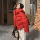閨蜜穿搭新年紅色羽絨服女冬季2025新款韓系連帽短款面包服厚外套 紅色 優(yōu)質(zhì)版 XL  136-150斤