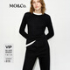 MO&Co.毛衣針織衫保溫2024冬新品山羊絨圓領(lǐng)套頭上衣紅棕MBD4SWTT12 黑色 XS/155
