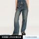 moussy&sly新品美式辣妹風(fēng)解構(gòu)雙腰頭低腰牛仔褲030HSZ11-1211 藍(lán)色110 M 00002/M