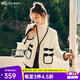 Olrain歐芮兒法式小香風(fēng)短外套女冬季女裝韓系高級蝴蝶結(jié)粗花呢外套 杏色 S