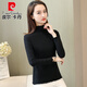 皮爾卡丹半高領(lǐng)打底衫女莫代爾內搭修身春秋2025年新款木耳邊上衣長(cháng)袖t恤 9808黑 木耳邊高領(lǐng) 莫代爾 L 加大碼（130斤-160斤）