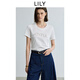 LILY2025秋新款全棉簡(jiǎn)約字母燙鉆休閑圓領(lǐng)通勤白色短袖T恤上衣女 601白色 S