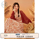 紫涵（ZIHAN）紫涵長袖針織開衫吊帶連衣裙套裝女夏季法式度假風兩件套 米底紅花 L