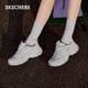 斯凱奇（Skechers）女鞋春季蕾絲熊貓鞋厚底增高百搭休閑運動(dòng)經(jīng)典復古老爹鞋11959 白色/WHT 尺碼偏大，建議選小半碼 37