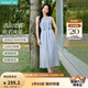 茵曼法式度假風(fēng)背心連衣裙女2025年夏季新品歐若風(fēng)藍(lán)色無袖長裙子 藍(lán)色 M