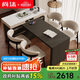 尚沫島臺餐桌可伸縮旋轉(zhuǎn)多功能臺桌DSY-896 1.2m(滑軌+茶爐)+羊角椅*4