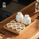 三物 醉月分酒器陶瓷酒具套裝小烈酒蠱白瓷酒壺一口杯家用白酒杯套裝 醉月分酒器_兩壺六杯+茶盤