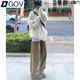 DGOV高領(lǐng)套頭毛衣女春秋季新款寬松慵懶風(fēng)軟糯加厚外穿針織衫打底上衣 米白色zt M 建議95-105斤