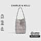 CHARLIE&KELLI CK品牌包包女包幾何菱格菜籃子水桶包腋下包女士2025新款手提包 冰灰色【七夕情人節(jié)禮物】 大號(hào)【七夕情人節(jié)禮物】