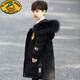 G.DUCKKIDS兒童羽絨服男童中長款男孩新款韓版洋氣加厚中大童6-15歲外套免洗 黑色 150cm