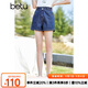 betu百圖女裝高腰百搭牛仔短褲顯瘦A字多色牛仔短褲女2203T59 深藍(lán) L