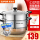 蘇泊爾（SUPOR）304不銹鋼蒸鍋雙層加厚復底湯鍋帶蒸籠燃氣電磁爐通用 【雙層加厚】旗艦款 26cm